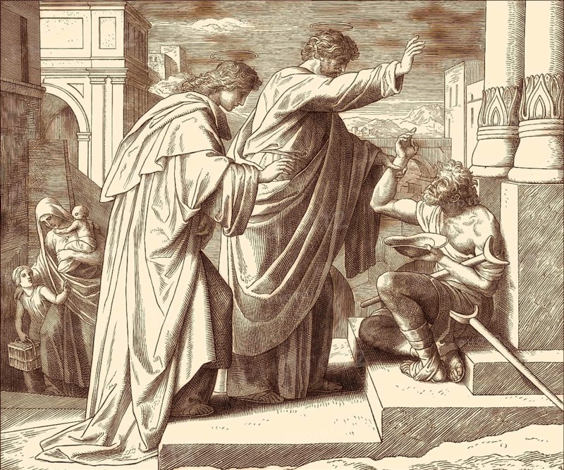 St. Peter Healing the Crippled Beggar, New Testament, by Julius Schnorr von Carolsfeld, 1860