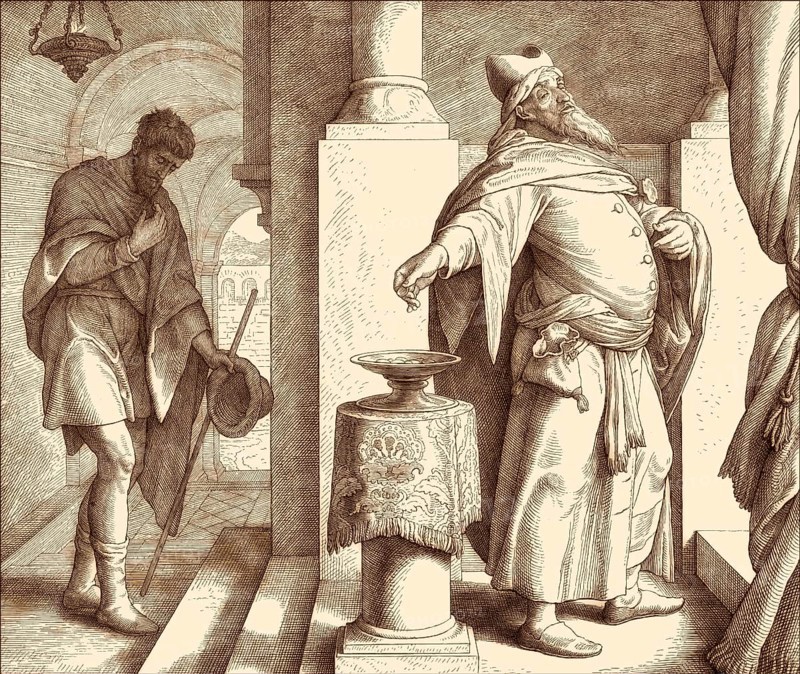 The parable of the Pharisee and the Publican, New Testament, by Julius Schnorr von Carolsfeld, 1860