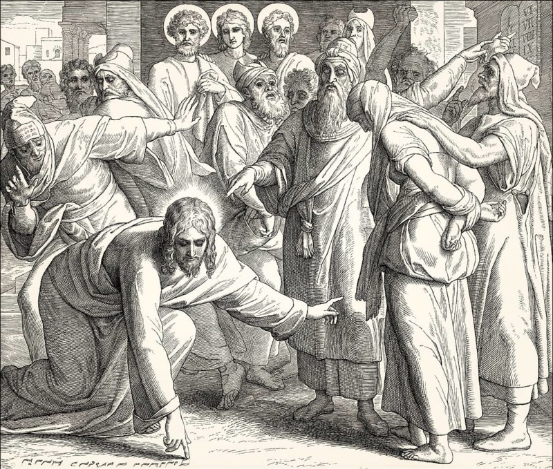 Trial of the Adulteress, New Testament, by Julius Schnorr von Carolsfeld, 1860