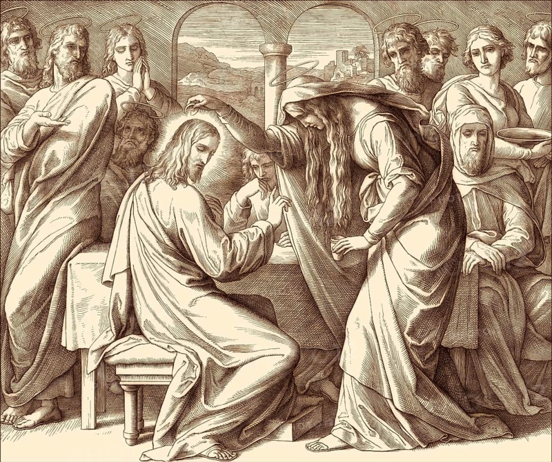 The Anointing of Jesus at Bethany, New Testament, by Julius Schnorr von Carolsfeld, 1860