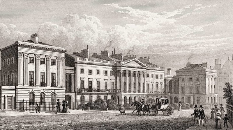 Clarence Terrace, Regent's Park, London, UK, illustration by Th. H. Shepherd, 1826