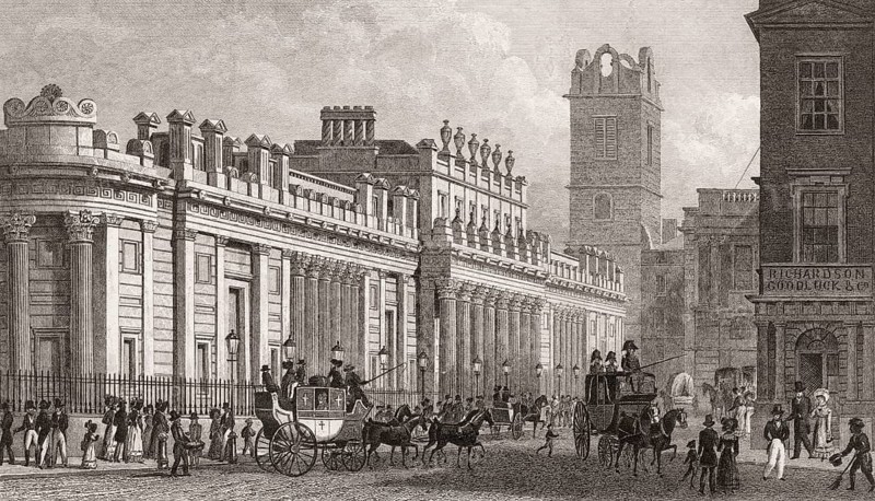 Bank of England, London, UK, illustration by Th. H. Shepherd, 1826