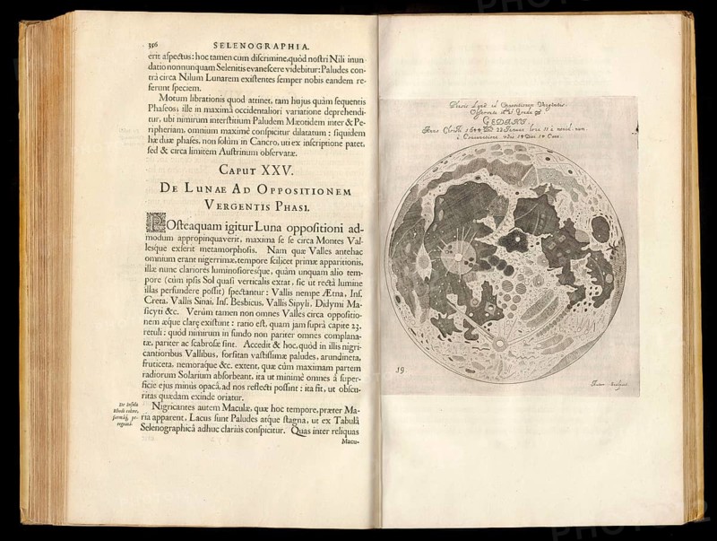 Selenographia, description of the moon, book by Johannes Hevelius, 1647