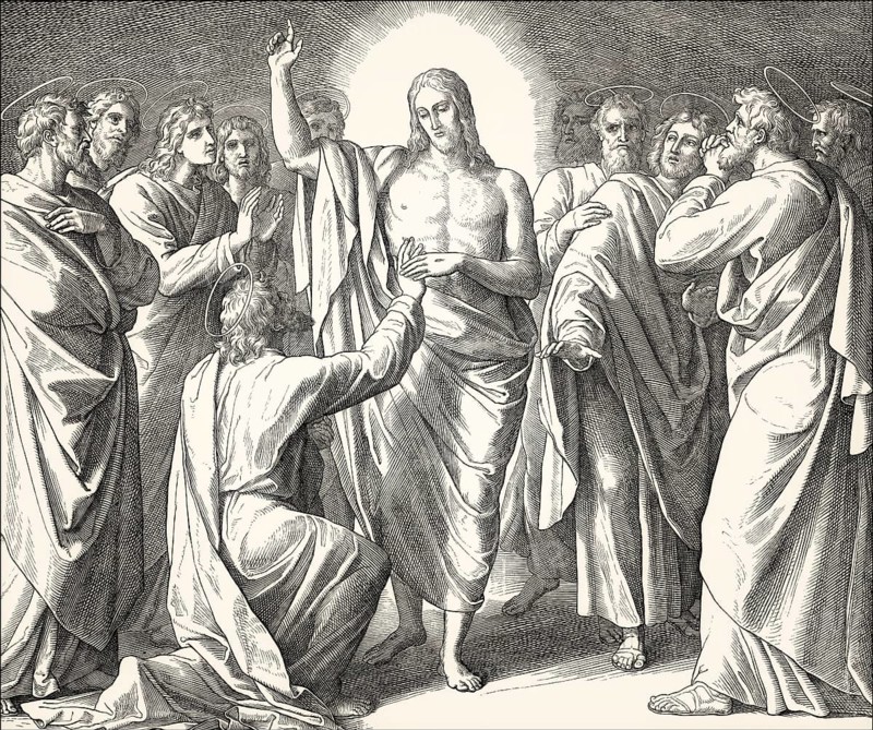 Doubting Thomas, New Testament, by Julius Schnorr von Carolsfeld, 1860