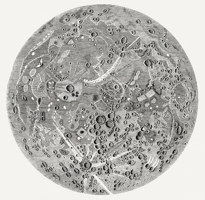 Map of the moon, after Chérubin d'Orléans (1613-1697), French scientific instrument maker