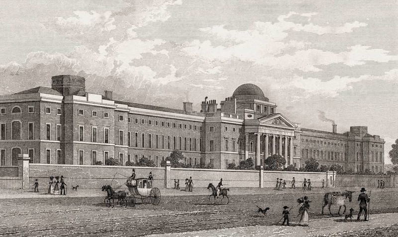 Bethlem Hospital at St George's Fields, London, illustration by Th. H. Shepherd, 1828