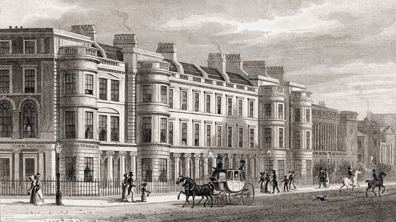 Ulster Terrace, Regent's Park, London, UK, illustration by Th. H. Shepherd, 1826