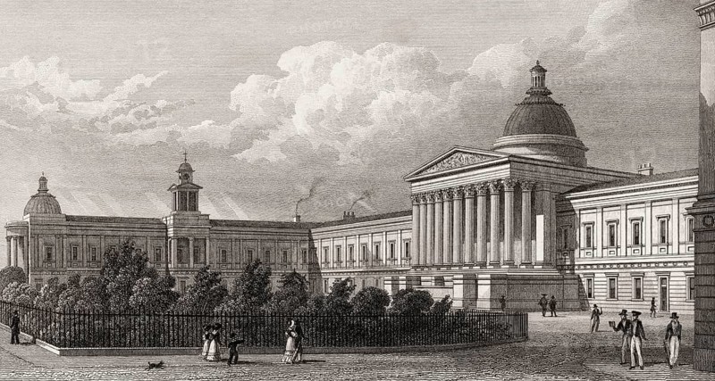 The London University, London, UK, illustration by Th. H. Shepherd, 1826