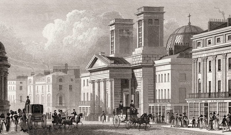 St George's Chapel, Regent Street, London, illustration by Th. H. Shepherd, 1828