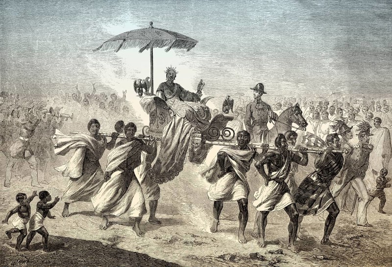 Ranavalona, Queen Of Madagascar in her sedan chair, 19th century