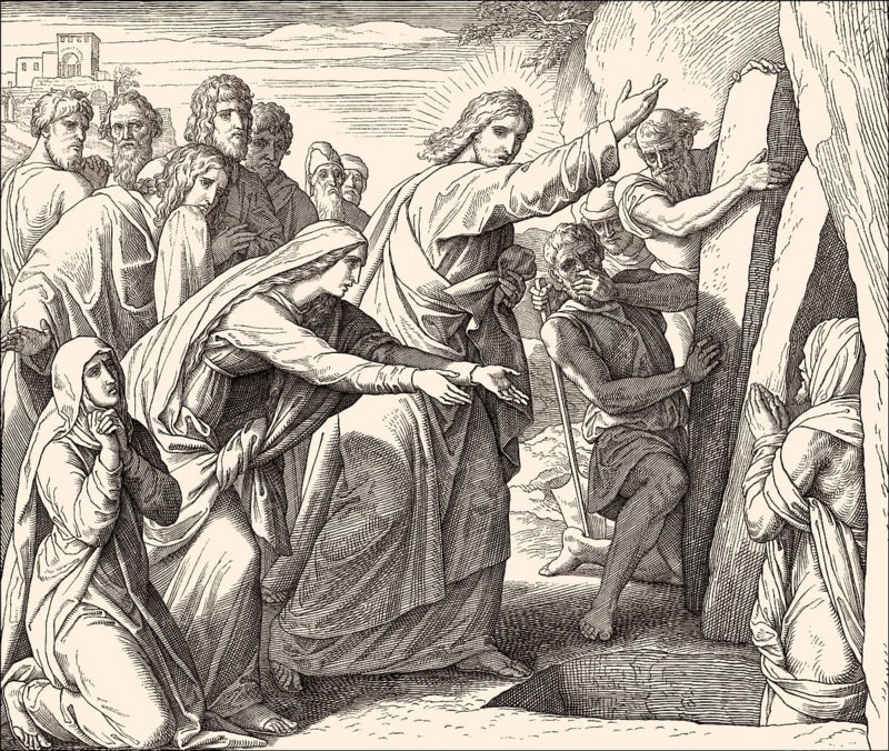 Raising of Lazarus, New Testament, by Julius Schnorr von Carolsfeld, 1860