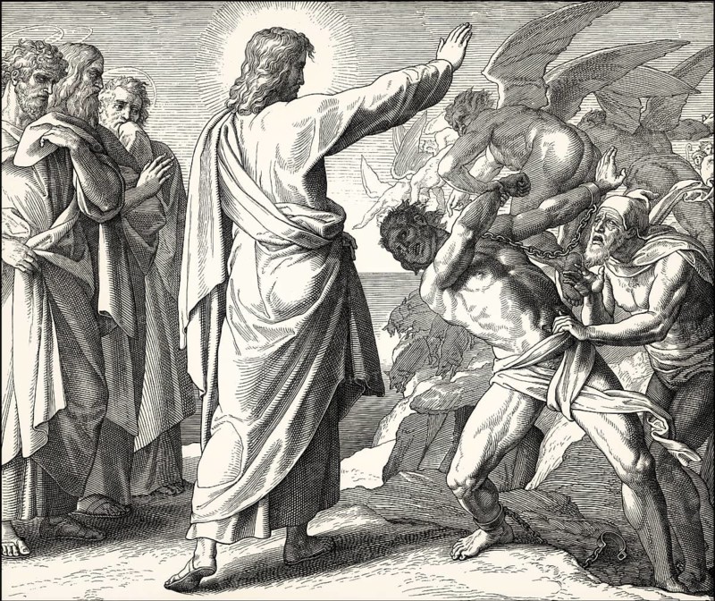 The exorcism of the Gerasene demoniac, New Testament, by Julius Schnorr von Carolsfeld, 1860