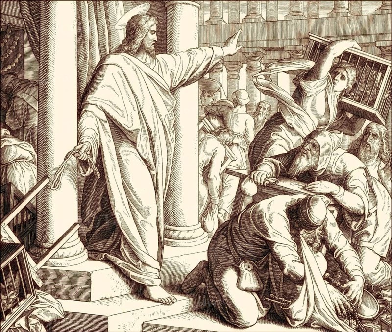 The cleansing of the Temple, New Testament, by Julius Schnorr von Carolsfeld, 1860