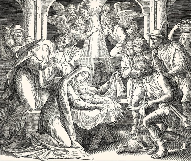 The birth of Jesus Christ, by Julius Schnorr von Carolsfeld