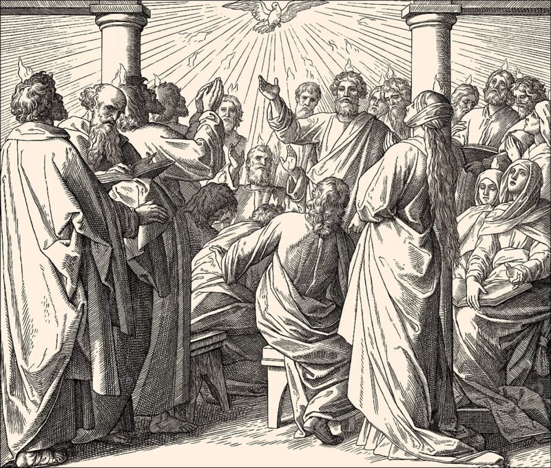 Pentecost, the descent of the Holy Spirit upon the Apostles, by Julius Schnorr von Carolsfeld, 1860