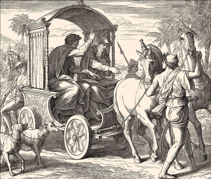 Philip the Evangelist and the Ethiopian Eunuch, New Testament, by Julius Schnorr von Carolsfeld, 1860