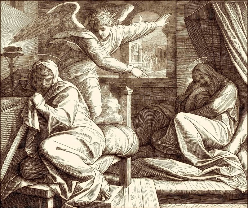Angel Warns Joseph to leave Bethlehem and flee to Egypt, by Julius Schnorr von Carolsfeld
