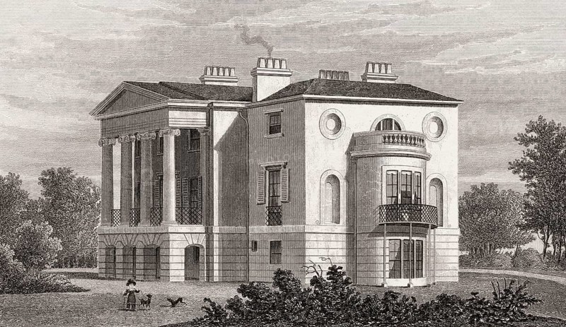 South Villa, Regent's Park, London, UK, illustration by Th. H. Shepherd, 1826