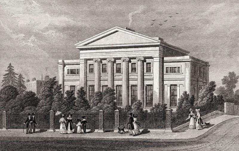 Villa, Regent's Park, London, UK, illustration by Th. H. Shepherd, 1826