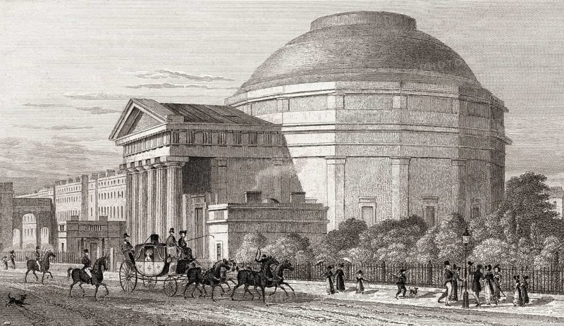 The London Colosseum, Regent's Park, London, UK, illustration by Th. H. Shepherd, 1826