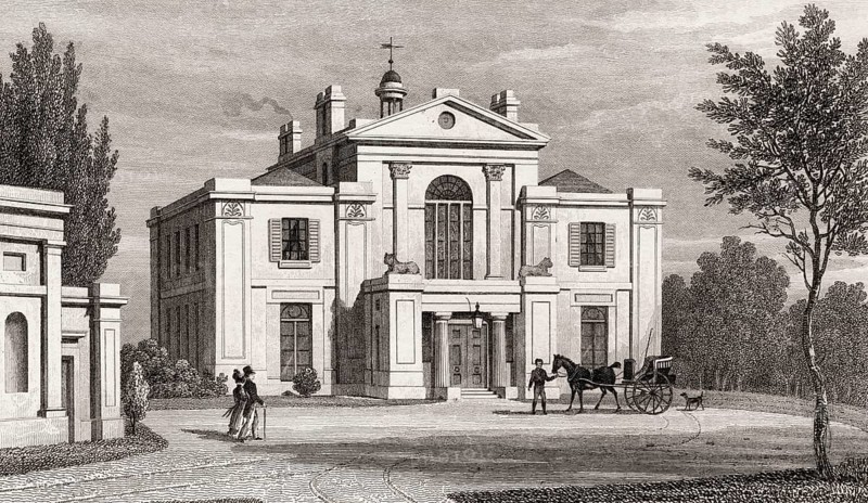 Villa in the Regent's Park, London, UK, illustration by Th. H. Shepherd, 1826