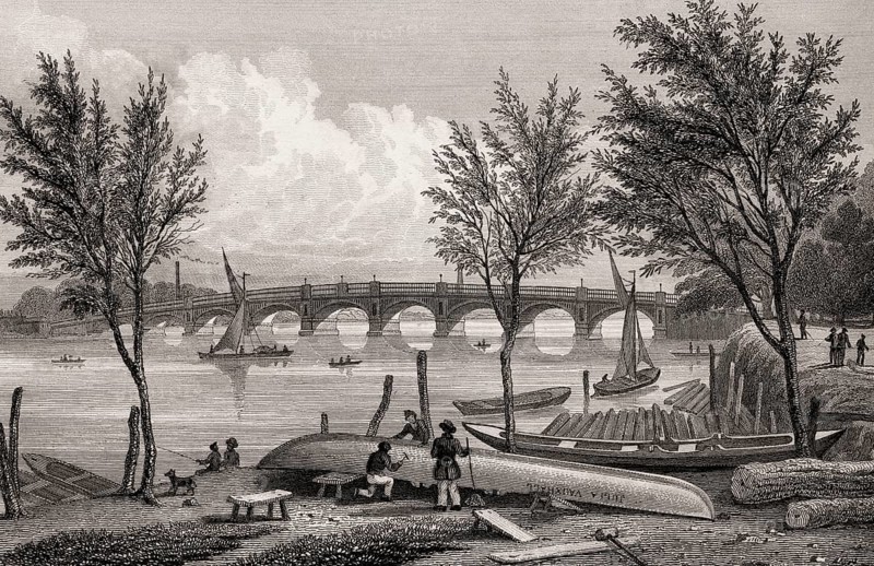 Vauxhall Bridge, London, illustration by Th. H. Shepherd, 1828