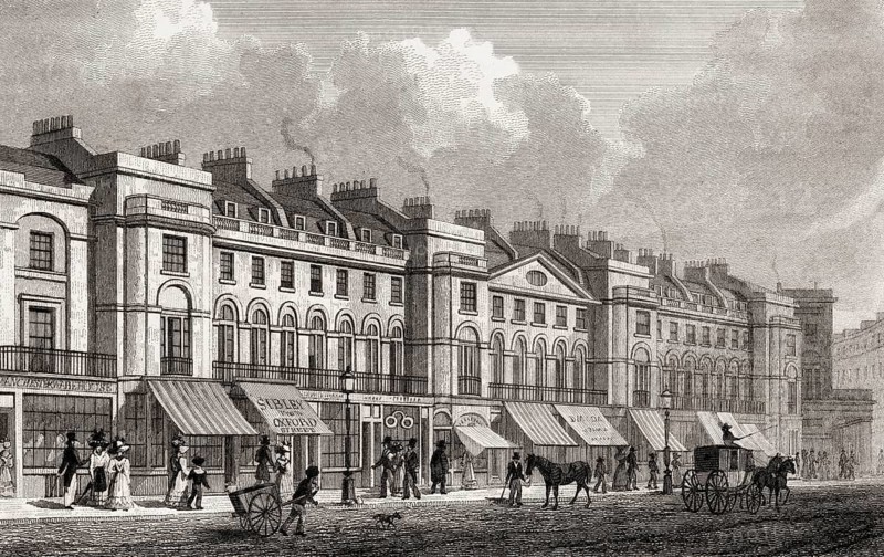 Part of the east side, Regent Street, London, UK, illustration by Th. H. Shepherd, 1826