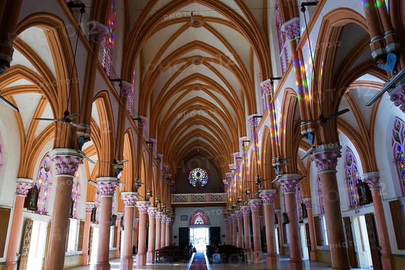 Interior, Saint Mary cathedral constructed in 1916, Madurai, Tamil Nadu, India, Asia