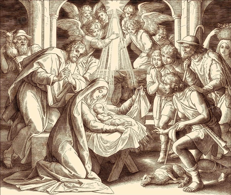 The birth of Jesus Christ, by Julius Schnorr von Carolsfeld