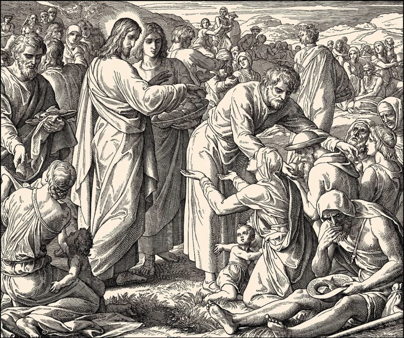 The Feeding of the 5, 000 people, New Testament, by Julius Schnorr von Carolsfeld, 1860