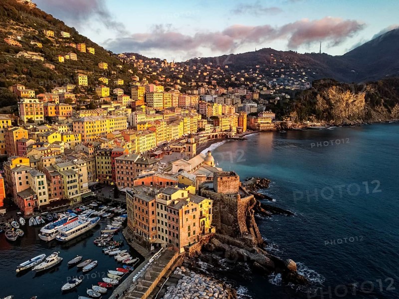 Sunset on the seaside of Camogli