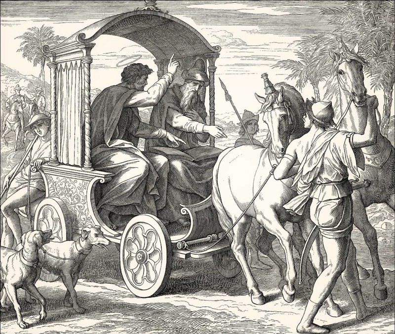 Philip the Evangelist and the Ethiopian Eunuch, New Testament, by Julius Schnorr von Carolsfeld, 1860