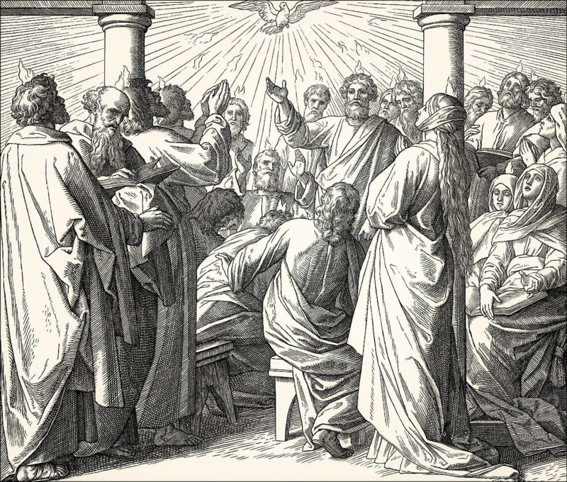 Pentecost, the descent of the Holy Spirit upon the Apostles, by Julius Schnorr von Carolsfeld, 1860