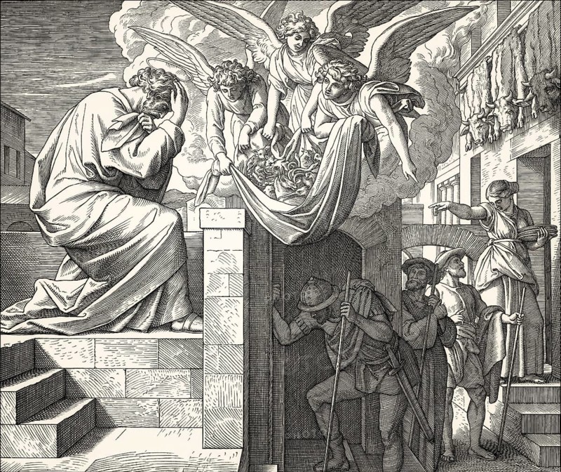 Saint Peter's vision of a sheet with animals, New Testament, by Julius Schnorr von Carolsfeld, 1860
