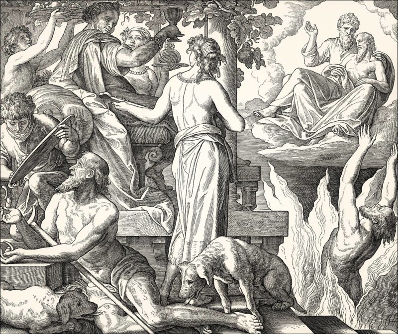 The parable of the rich man and Lazarus, New Testament, by Julius Schnorr von Carolsfeld, 1860