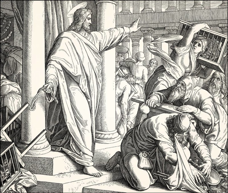 The cleansing of the Temple, New Testament, by Julius Schnorr von Carolsfeld, 1860