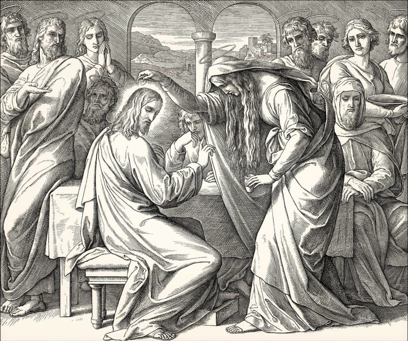The Anointing of Jesus at Bethany, New Testament, by Julius Schnorr von Carolsfeld, 1860