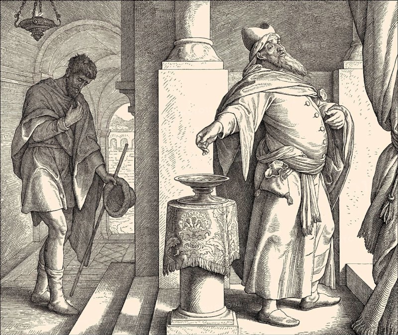 The parable of the Pharisee and the Publican, New Testament, by Julius Schnorr von Carolsfeld, 1860