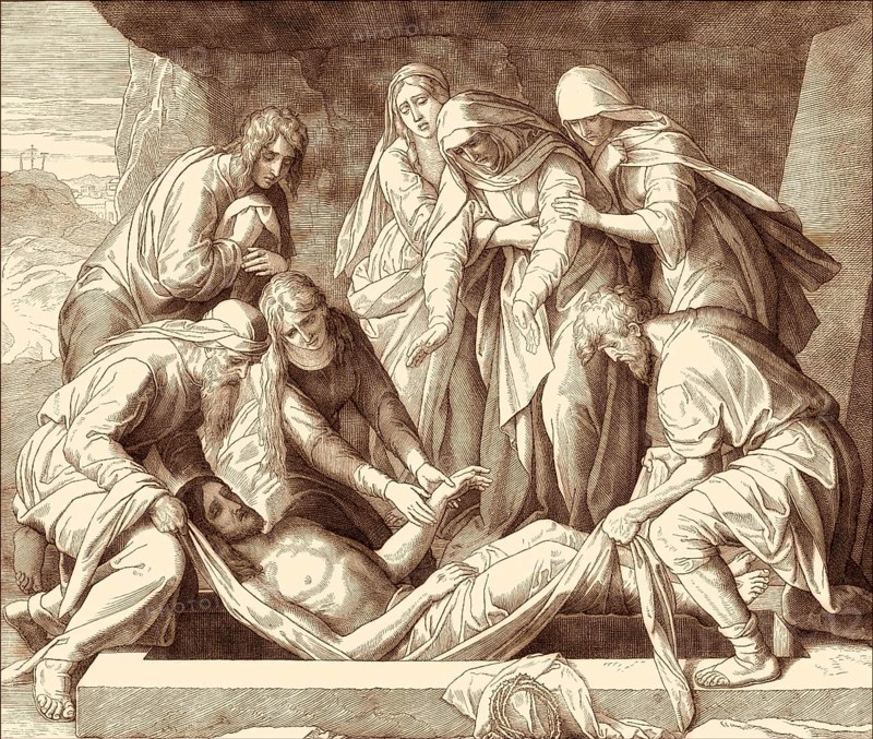 The Burial of Jesus, New Testament, by Julius Schnorr von Carolsfeld, 1860