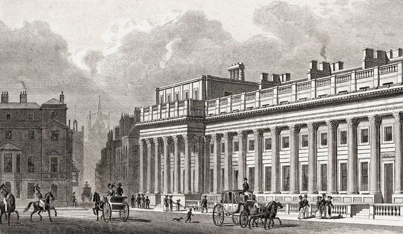 New Treasury Building, Whitehall, London, illustration by Th. H. Shepherd, 1828