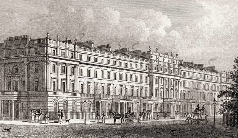 North East side of Belgrave Square, London, illustration by Th. H. Shepherd, 1828