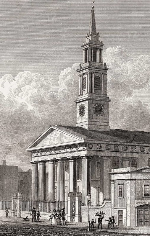 St John's Church, Waterloo Road, London, illustration by Th. H. Shepherd, 1828