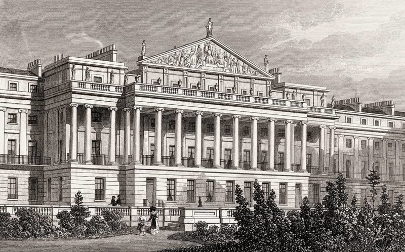 Cumberland Terrace, Regent's Park, London, UK, illustration by Th. H. Shepherd, 1826