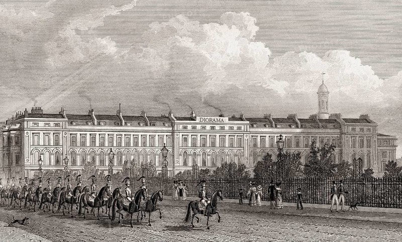 Park Square East side with Diorama, London, UK, illustration by Th. H. Shepherd, 1826
