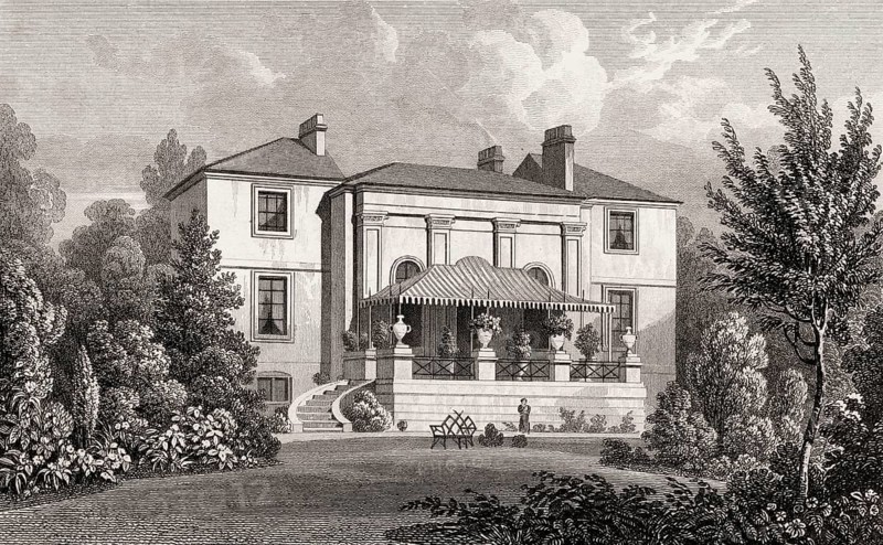 Albany Cottage, Regent's Park, London, UK, illustration by Th. H. Shepherd, 1826