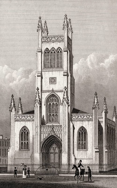 Saint Mark the Evangelist church, Pentonville, illustration by Th. H. Shepherd, 1828