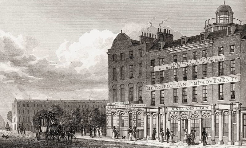 Jones & Co bookselling premises, London, UK, illustration by Th. H. Shepherd, 1826