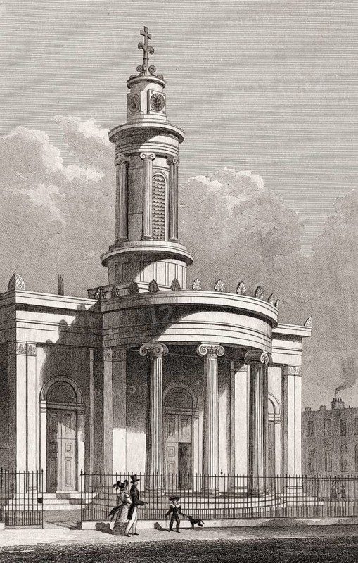 All Saints Cathedral, Camden Street, London, illustration by Th. H. Shepherd, 1828