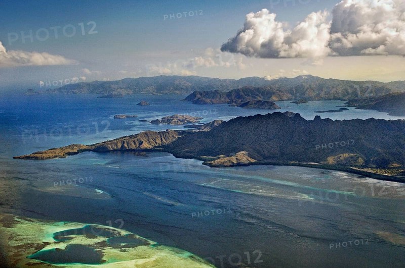 Aerial view, island landscape, flight from Denpasar Bali to Flores, Indonesia, Asia