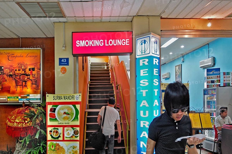 Entrance to the smoking lounge, airport, Denpasar, Bali, Indonesia, Asia